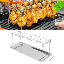Rack pour ailes et cuisses de barbecue en acier inoxydable 650g 15x35x12 cm