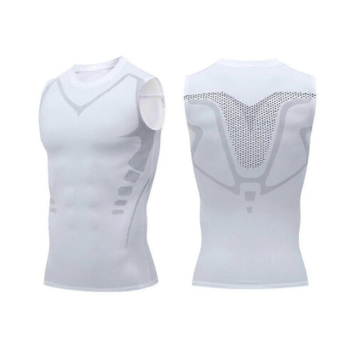 (M, White) Guys Men's Chest Gynecomastia Compression Top,ionic Shaping Vest 1
