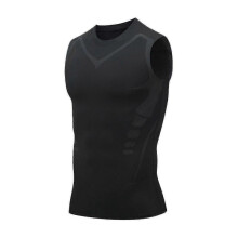 (L,Black)Guys Men's Chest Gynecomastia Compression Top,ionic Shaping Vest