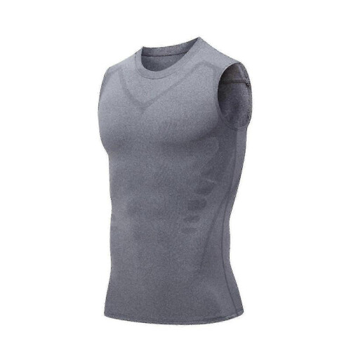 (3XL, Grey) Guys Men's Chest Gynecomastia Compression Top,ionic Shaping Vest