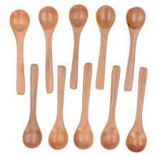 10pcs Wooden Spoon Children's Tableware Mini Round