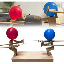 (Wood Board Thickness 3 mm)Balloon Bamboo Man Battle - Wooden Bots Battle Game