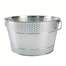(01-Y) Vintage-Style 8L Metal Beverage Bucket with Handle - Rust-Proof, Perfect for Ice Cubes, Drinks & Beer, Ideal for Home Bar Decor