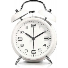 Twin Bell Alarm Clock with Backlight, 4" Stereoscopic Dial, Battery Operated Loud Alarm Clock, No Ticking, Noiseless, Retro Bell Alarm Clock, Quartz D