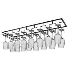 (Black-) 8-Row Spacious Contemporary Iron Glass Holder,Upside-Down Stemware Rack for Wall or Cabinet Mount