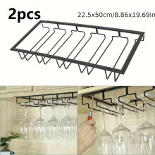 (2pcs 5 Rows) Tabletop Wine Racks, Wall Mount Wine Glasses Rack, Under Cabinet Stemware Rack, Wall Hanging Wine Glass Hanger Rack