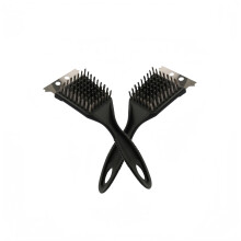 Barbecue Brush Pack of 2 - 3-in-1 Stainless Steel Grill Cleaning Brush with 10-Inch Bristles and Insulated PP Handle