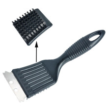 Barbecue Brush Cleaning Scraper with Stainless Steel Bristles - Heavy Duty BBQ Cleaner Tool - Black Color
