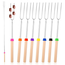 Telescopic Barbecue Skewers Pack of 8, Stainless Steel Extendable Marshmallow Grill Forks for Camping and Outdoor BBQ