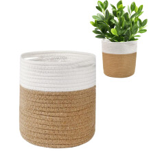 20 cm Woven Cotton Rope Plant Basket Planter for Indoor Plants, Braided Storage Pot for Home Decor and Flower Pots
