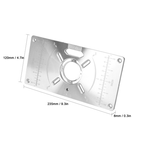 Aluminum Router Table Insert Plate with 4 Rings, 235x120mm