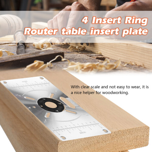 Aluminum Router Table Insert Plate with 4 Rings, 235x120mm 2