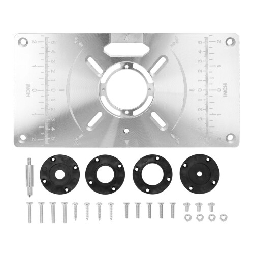 Aluminum Router Table Insert Plate with 4 Rings, 235x120mm 1