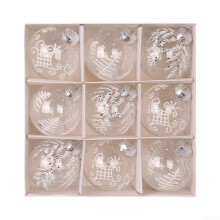 Christmas Tree Baubles Set, 9 Transparent Ornaments, 8cm Hanging Decorations for Indoor and Outdoor Use, White