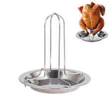 Chicken Roasting Rack Stainless Steel Poultry Holder with Drip Tray Dismountable Grill Accessory for Easy Cooking