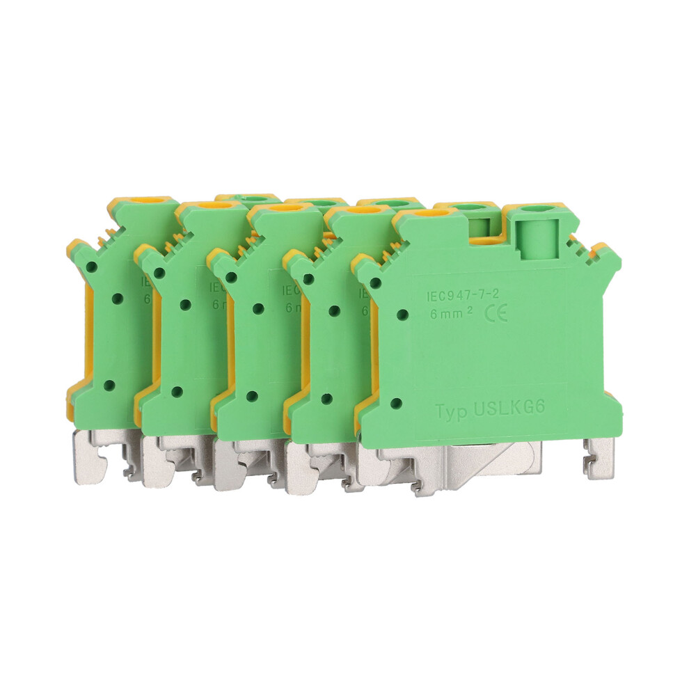 50Pcs Din Rail Grounding Terminal Block Uslkg-6 37A 2-Channel 3131343042352