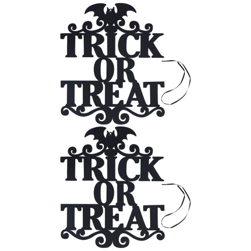 2Set Non Woven Fabric Halloween Hanging Sign Trick
