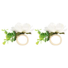 2Pcs Hemp Rope Napkin Buckle Simulation Flower