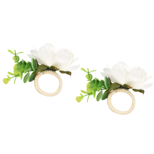 2Pcs Hemp Rope Napkin Buckle Simulation Flower 1