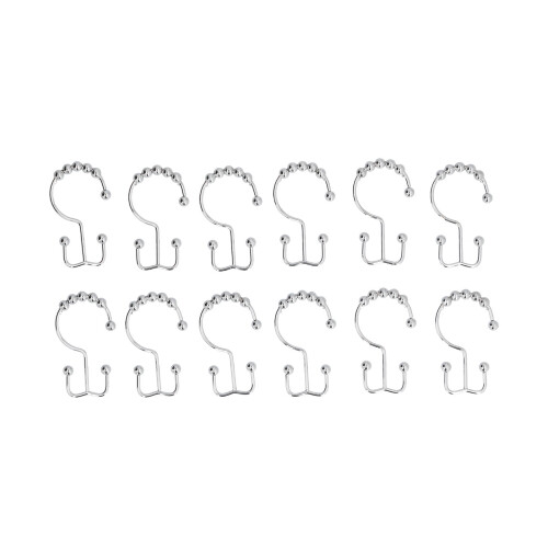 12pcs Curtain Hook Stainless Steel Double Glide