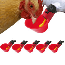 6 Pieces Automatic Poultry Drinker Set for Chickens, Quail, and Pigeons, DIY Water Dispenser Cups, Durable and Easy to Use