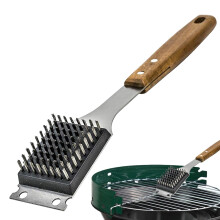 BBQ Grill Brush Stainless Steel, Heavy-Duty Scraper and Cleaning Brush, Triple Scrubbers for Camping and Picnic Use
