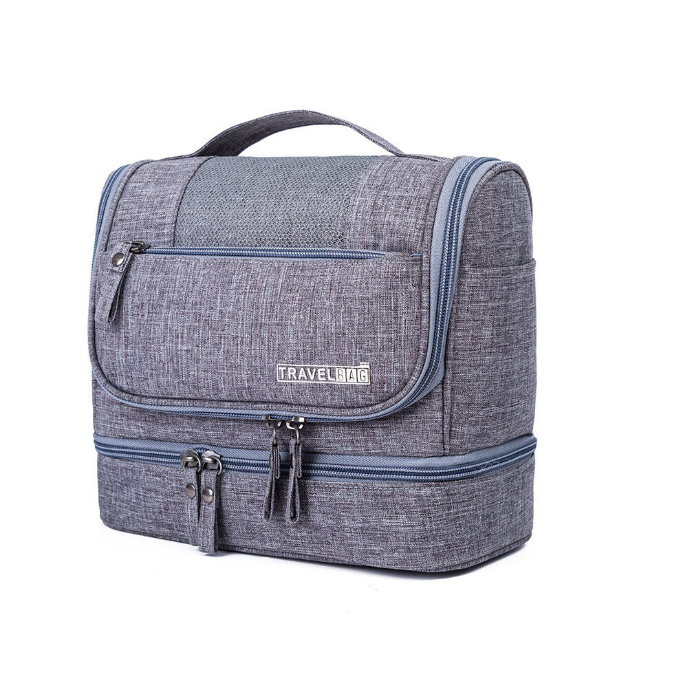 (Gray) Waterproof Large Capacity Toiletry Bag With Hanging Hook For Home And Travel-image-OPC-PJQP7TC-NEW