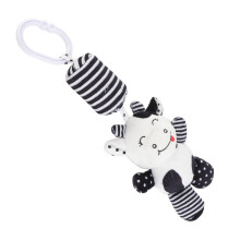 Hochet pour bébé à rayures noires et blanches, carillons en peluche pour le lit et la voiture — cadeau pour bébé.