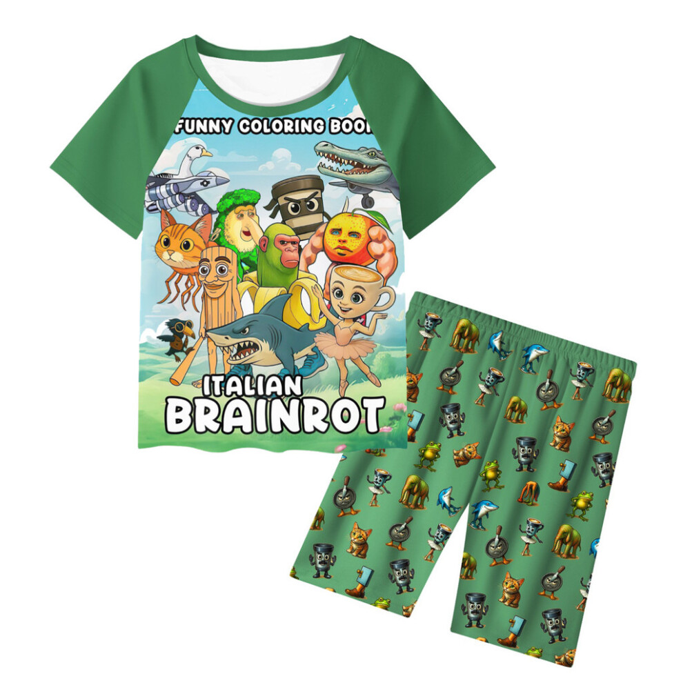 (Green, 130cm) Brainrot Al Italian Tung Tungtung Sahur Pattern Children Home Wear Pajamas Gift-image-OPC-PJQP8TM-NEW
