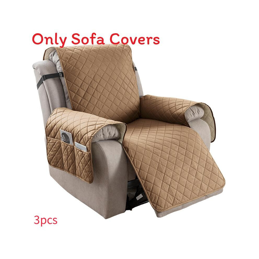 (Light Brown,3 Seat)Housse de canapé simple double triple place couleur unie pour chaise résistante aux taches
