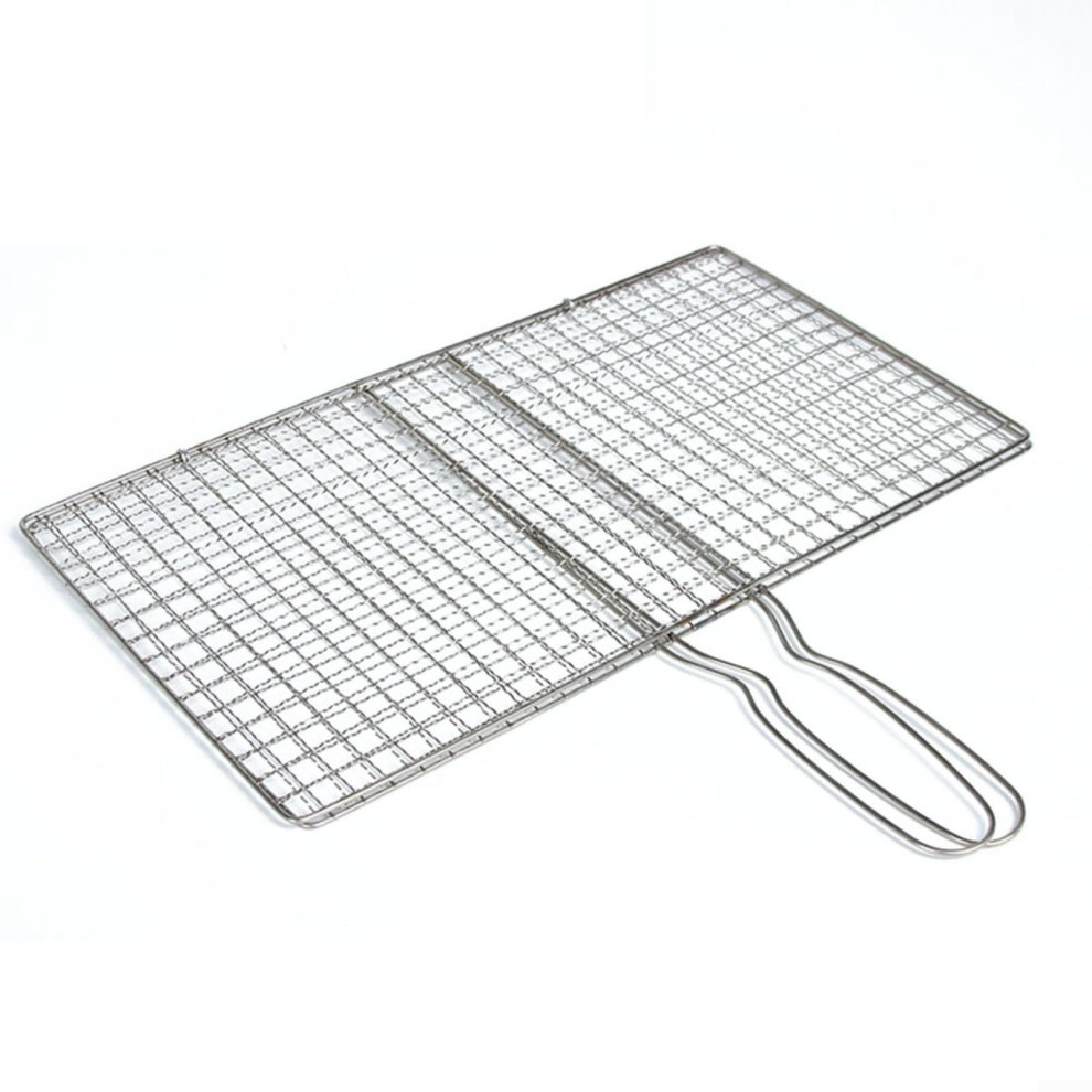 Portable Stainless Steel BBQ Grill Basket with Long Handle for Vegetables and Seafood, Ideal for Outdoor Camping Cooking-image-OPC-PJQPFQF-NEW