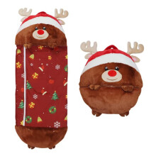 (Elk,160*60cm)Sacchi a pelo grandi Happy Nappers bambini cartone animato peluche bambola cuscino animale sacco a pelo