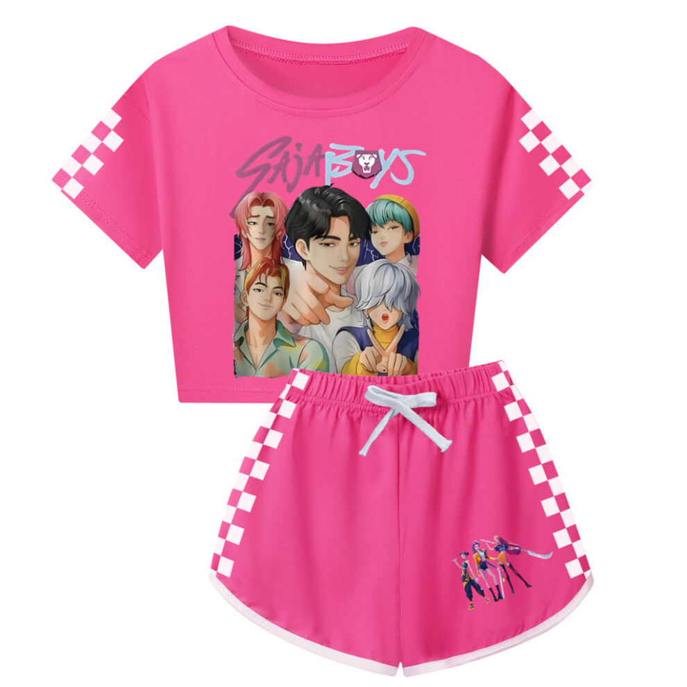 (Rose, AdultS) Demon Kpop Hunters Saja Boys Print Child Adult Shortsleeved Shirts Sets Shorts-image-OPC-PJQPM6K-NEW
