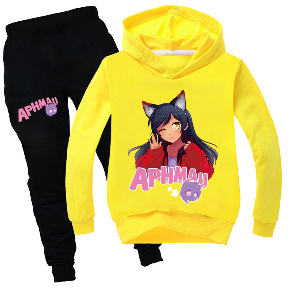 (Yellow, 100cm) Aphmau Kids Print Long Sleeved Sweatshirt And Pants Set Fashion Clothing Gift-image-OPC-PJQPVKC-NEW