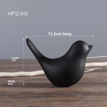 (Black, L ) Modern Ceramic Minimalist Bird Statue Figurines Living Room Office Ornament And