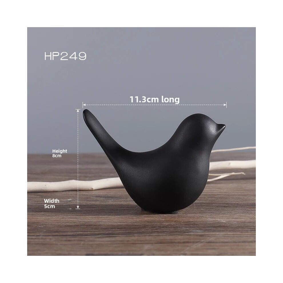 (Black, L ) Modern Ceramic Minimalist Bird Statue Figurines Living Room Office Ornament And