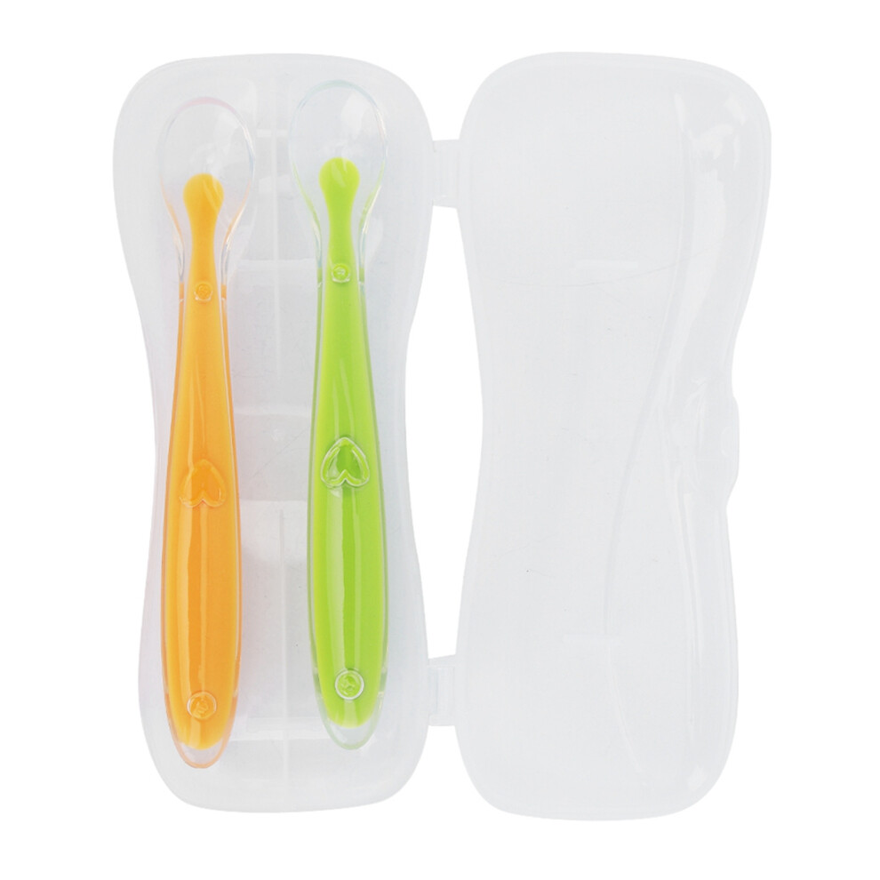 2PCS/Set Silicone Soft Tip Spoons for Babies over