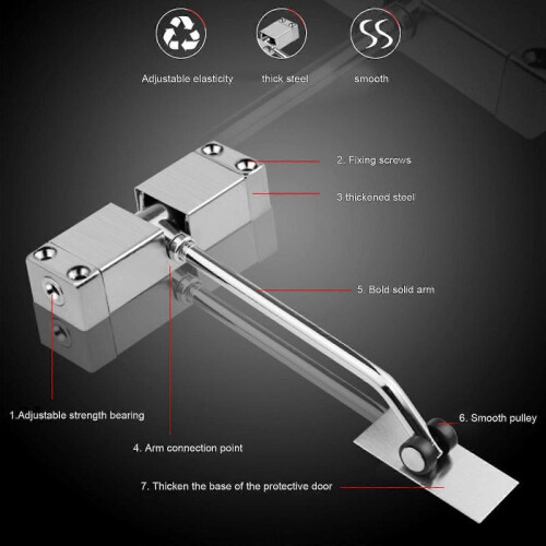 Quiet Door Closer, Mute Automatic Spring, Adjustable Speed, Easy Install, Wide Application Range 1