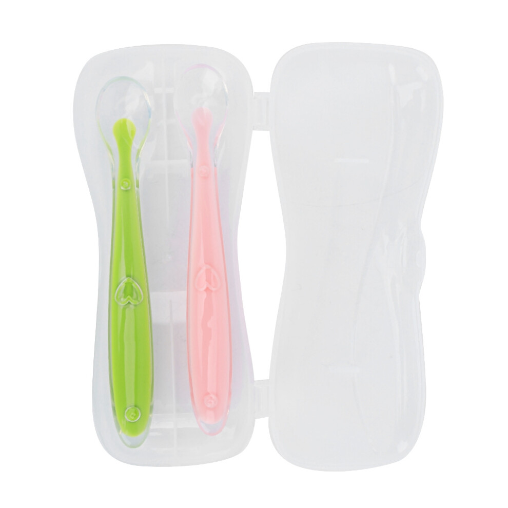 2PCS/Set Silicone Soft Tip Spoons for Babies over