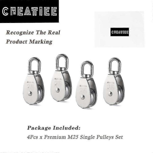 4pcs Single Pulley Block, 304 Stainless Steel Pulley Roller 2