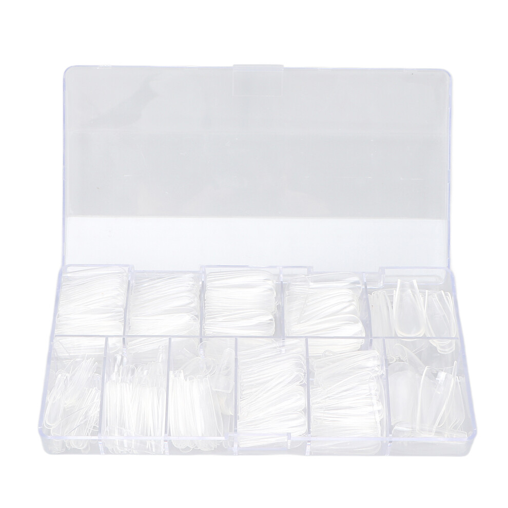 500pcs Artificial Long Nail Tips Transparent Fake