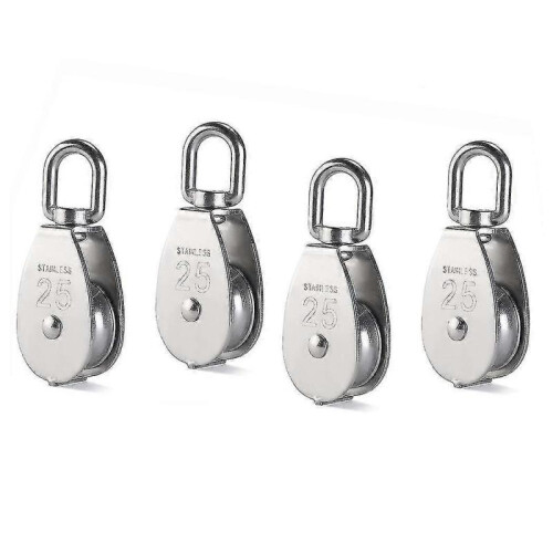 4pcs Single Pulley Block, 304 Stainless Steel Pulley Roller