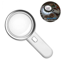 5x High Power Illuminated Magnifying Glass, 90mm Distortion-Free Large Magnifying Glass with LED Light, with Glass Lens