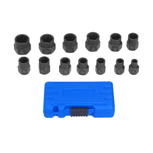 13 Pcs Impact Nut Extractor Set Chrome Vanadium Steel, Black 1