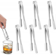 6 Pieces Ice Sugar Tongs, Stainless Steel Tongs Mini Sweet Tongs Small Buffet Serving Tongs for Food Coffee Sweets Bread Cake Kitchen(6 Inch)
