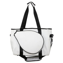 Badminton Bag with Racket Storage, 17x10x13 Inch Oxford Material, White Sports Shoulder Bag with Padding for Players