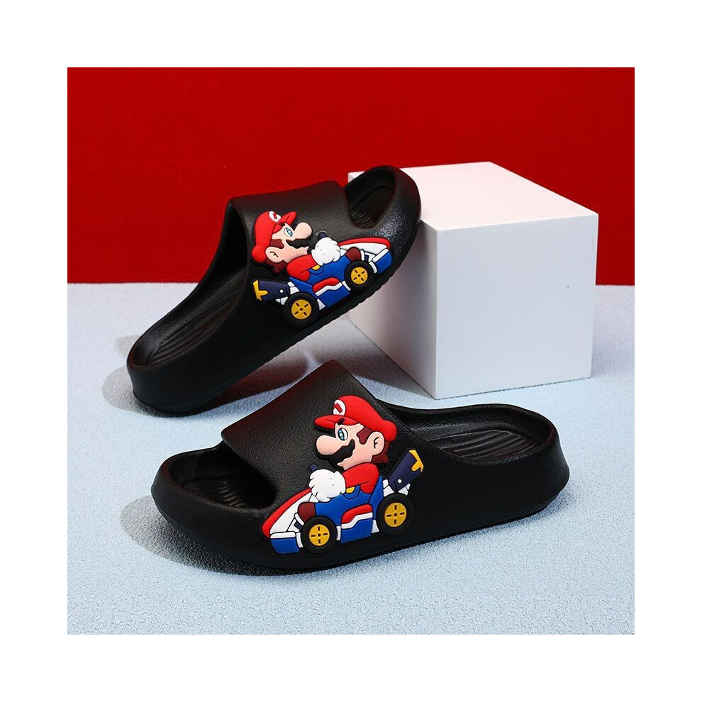 (Black Mario, 44-45) Cartoon Boys Versatile Slippers Fun And Breathable Eva Slide Shoes For Home Summer Wear Doraemon With Design-image-OPC-PJQQSVS-NEW
