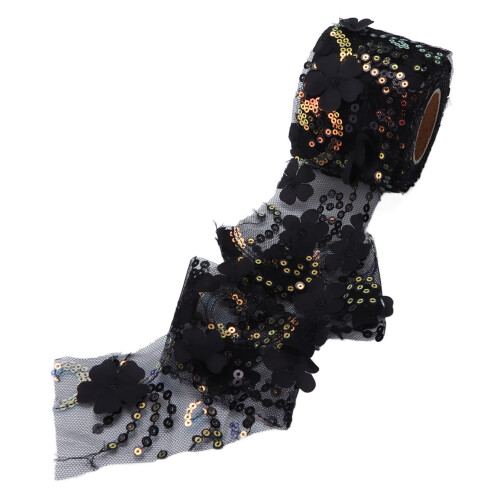 Rouleau de tulle noir à sequins de 6 cm, 10 yards 1