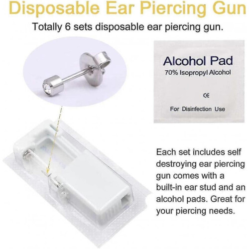 6-pack Ear Piercing Gun Kit Disposable Safety Sterile Stud Piercing Gun Kit with 6 Built-in Stud Piercing Tools_b 1