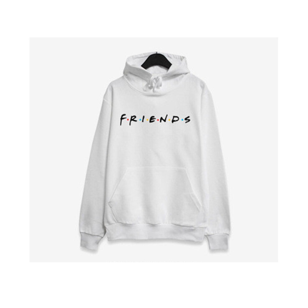 (White,2XL)Sweat à capuche femme imprimé amis haut ample pull pull sweat à capuche